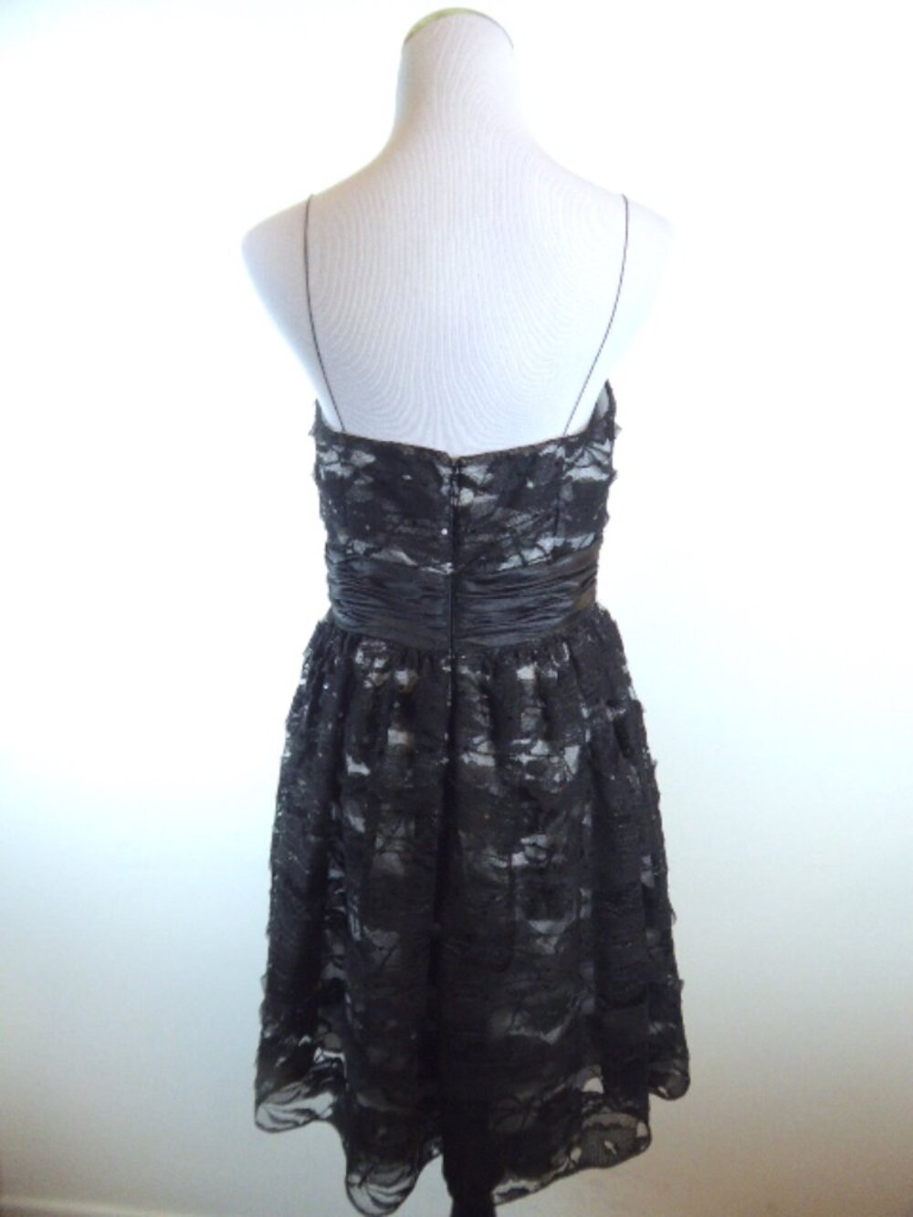 AQUA BRAND spaghetti strap BLACK LACE DRESS 10 - Picture 4 of 4